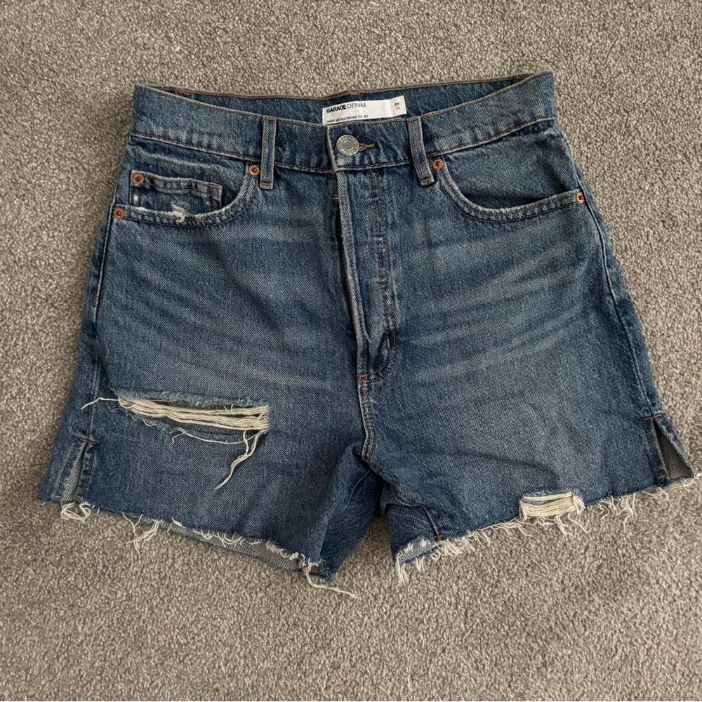Garage Blue Distressed Jean Shorts